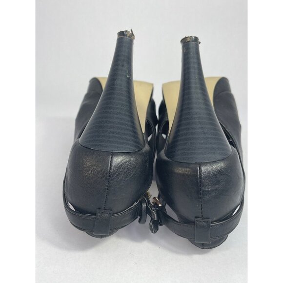 Madden Girl Shoes Women's 8.5 black kobiee ruffle cone heel belt buckle - Picture 10 of 16